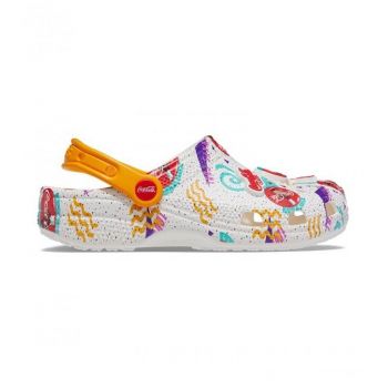 Saboți CocaCola X Classic Crocs 90s Clog Alb - White/Multi