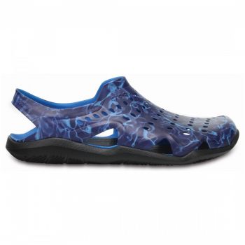 Sandale Crocs Men's Swiftwater Wave Graphic Albastru - Ocean/Black ieftine