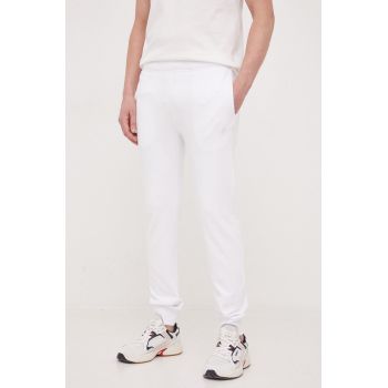Save The Duck pantaloni de trening din bumbac culoarea alb, neted de firma originali