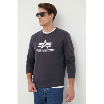 Alpha Industries bluză Basic Sweater bărbați, culoarea bleumarin, cu imprimeu 178302.02-Navy