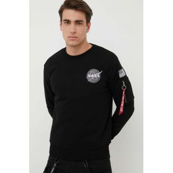 Alpha Industries bluză Space Shuttle Sweater bărbați, culoarea negru, cu imprimeu 178307.03-Black