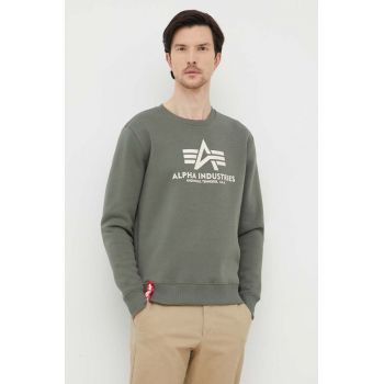 Alpha Industries bluza barbati, culoarea verde, cu imprimeu