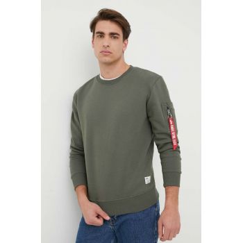 Alpha Industries bluza barbati, culoarea verde, cu imprimeu