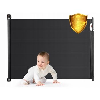 Bariera de protectie extensibila pentru scari si usi 50-140 cm Nukido 718400 negru la reducere