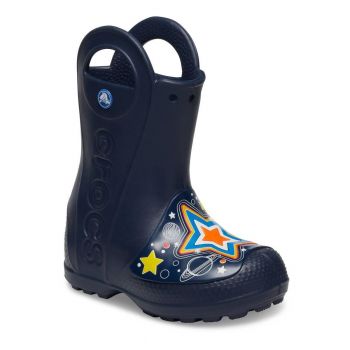 Cizme Crocs Boys' Fun Lab Galactic Rain Boot Albastru - Navy