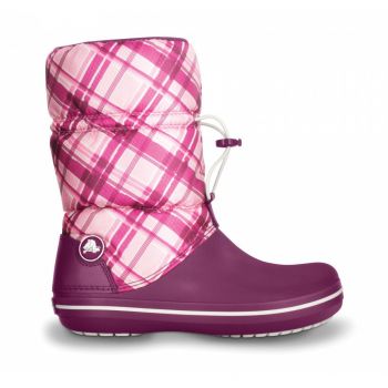 Cizme Crocs Crocband Winter Boot Plaid Mov - Plum/Oyster de firma originale