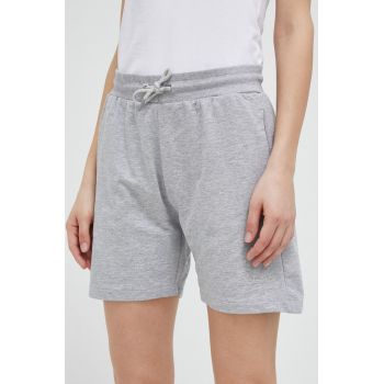 CMP pantaloni scurti femei, culoarea gri, melanj, high waist