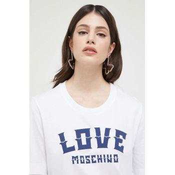 Love Moschino tricou din bumbac culoarea alb de firma original