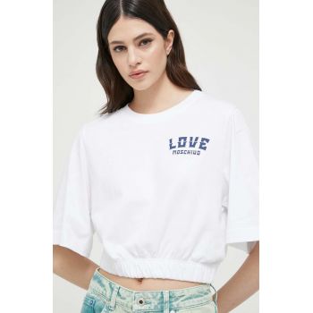 Love Moschino tricou din bumbac culoarea alb de firma original