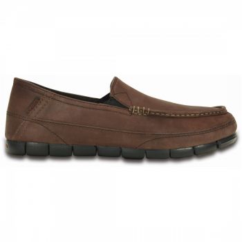 Pantofi Crocs Stretch Sole Leather Loafer M Maro - Espresso/Black ieftina