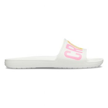 Papuci Crocs Sloane Logo Mania Slide Alb - White