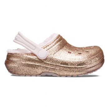 Saboti Crocs New Classic Glitter Lined Clog Kids Roz - Gold/Barely Pink de firma originali