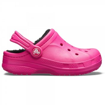 Saboti Crocs Ralen Lined Clog Kids Roz - Candy Pink/Black ieftini