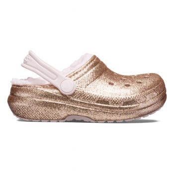 Saboti Crocs Toddler Classic Glitter Lined Clog Roz - Gold/Barely Pink ieftini