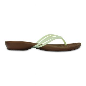 Slapi Crocs Isabella Flip Maro - White/Bronze de firma originali