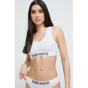 Tommy Jeans sutien culoarea gri, neted