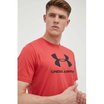 Under Armour tricou barbati, culoarea bordo, cu imprimeu 1329590-100 ieftin