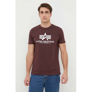 Alpha Industries tricou din bumbac Basic T-Shirt culoarea bordo, cu imprimeu 100501.21-DeepMaroon de firma original