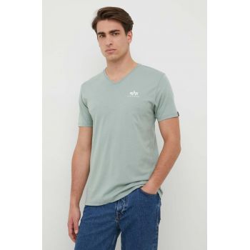 Alpha Industries tricou din bumbac culoarea verde, cu imprimeu