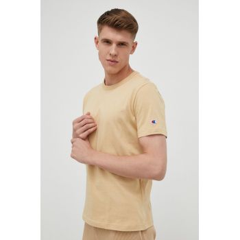 Champion tricou din bumbac culoarea bej, neted