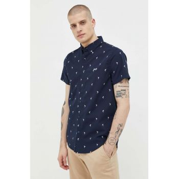 Hollister Co. camasa barbati, culoarea albastru marin, cu guler button-down, regular