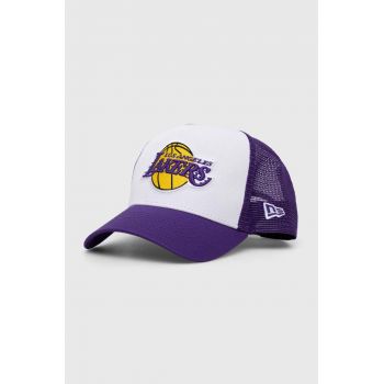 New Era șapcă culoarea alb, cu imprimeu, LOS ANGELES LAKERS 60348857.WHITRPTRP-WHITRPTRP ieftina