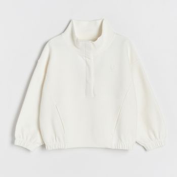 Reserved - Bluză sport din bumbac, cu broderie - Ivory
