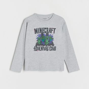 Reserved - Tricou mânecă lungă Minecraft - Gri deschis