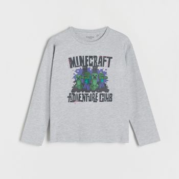 Reserved - Tricou mânecă lungă Minecraft - Gri deschis Reserved - Tricou mânecă lungă Minecraft - Gri deschis