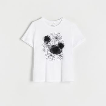 Reserved - Tricou regular cu aplicație - Alb