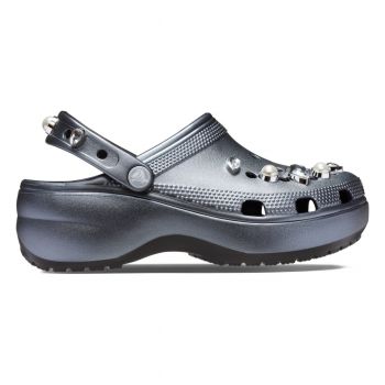 Saboti Crocs Classic Platform Crystals Pearls Clog Negru - Black