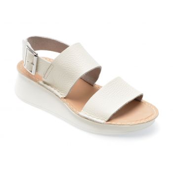 Sandale CLARKS albe, VELHILL STRAP 13-N, din piele naturala