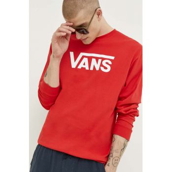 Vans longsleeve din bumbac culoarea rosu, cu imprimeu