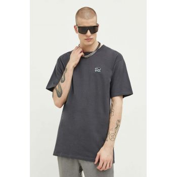 Vans tricou din bumbac culoarea gri, cu imprimeu