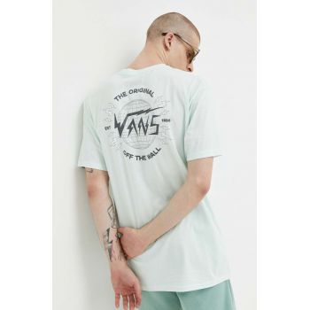 Vans tricou din bumbac culoarea verde, cu imprimeu