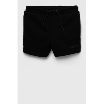 4F pantaloni scurti copii culoarea negru, neted