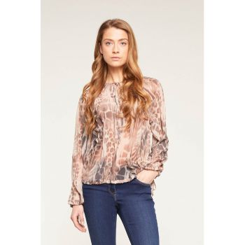 Bluza cu animal print si model semitransparent