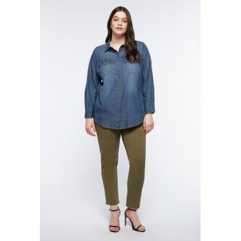 Camasa de denim cu buzunare multiple la reducere