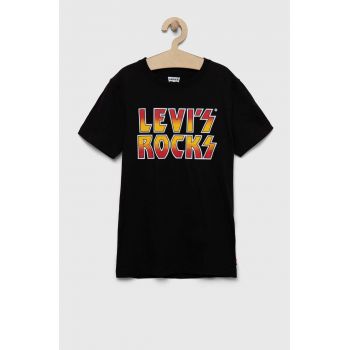Levi's tricou de bumbac pentru copii culoarea gri, cu imprimeu