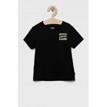 Levi's tricou de bumbac pentru copii culoarea negru, cu imprimeu de firma original