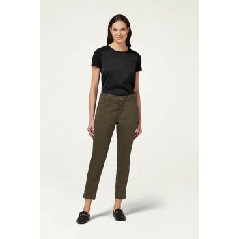 Pantaloni crop din amestec de lyocell cu talie inalta