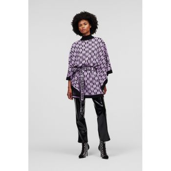 Poncho din amestec de lana cu logo