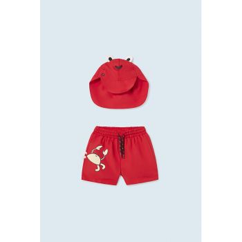 Set de palerie si pantaloni scurti de plaja cu imprimeu - 2 piese