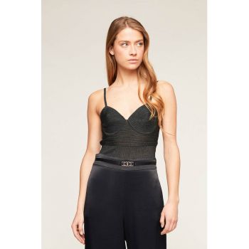 Top slim fit din tricot cu striatii