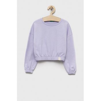 United Colors of Benetton bluza copii culoarea violet, neted ieftina