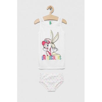 United Colors of Benetton pijama copii x Looney Tunes culoarea alb