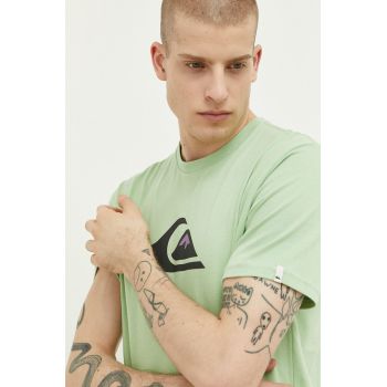 Quiksilver tricou din bumbac culoarea verde, cu imprimeu ieftin