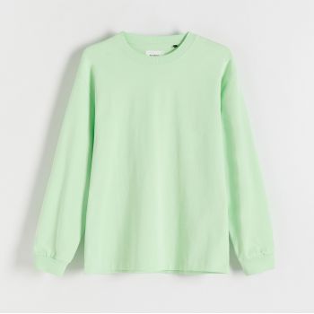 Reserved - Tricou regular fit cu mânecă lungă - Verde
