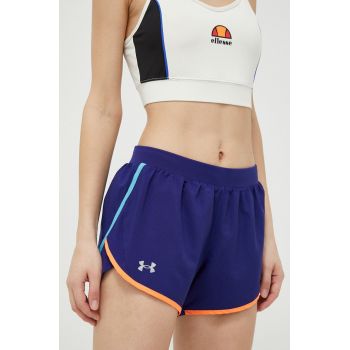 Under Armour pantaloni scurți de alergare Fly-By 2.0 culoarea albastru marin, neted, medium waist