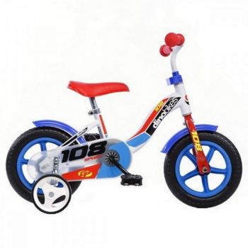 Bicicleta copii Dino Bikes 10' 108 Sport alb si albastru ieftina
